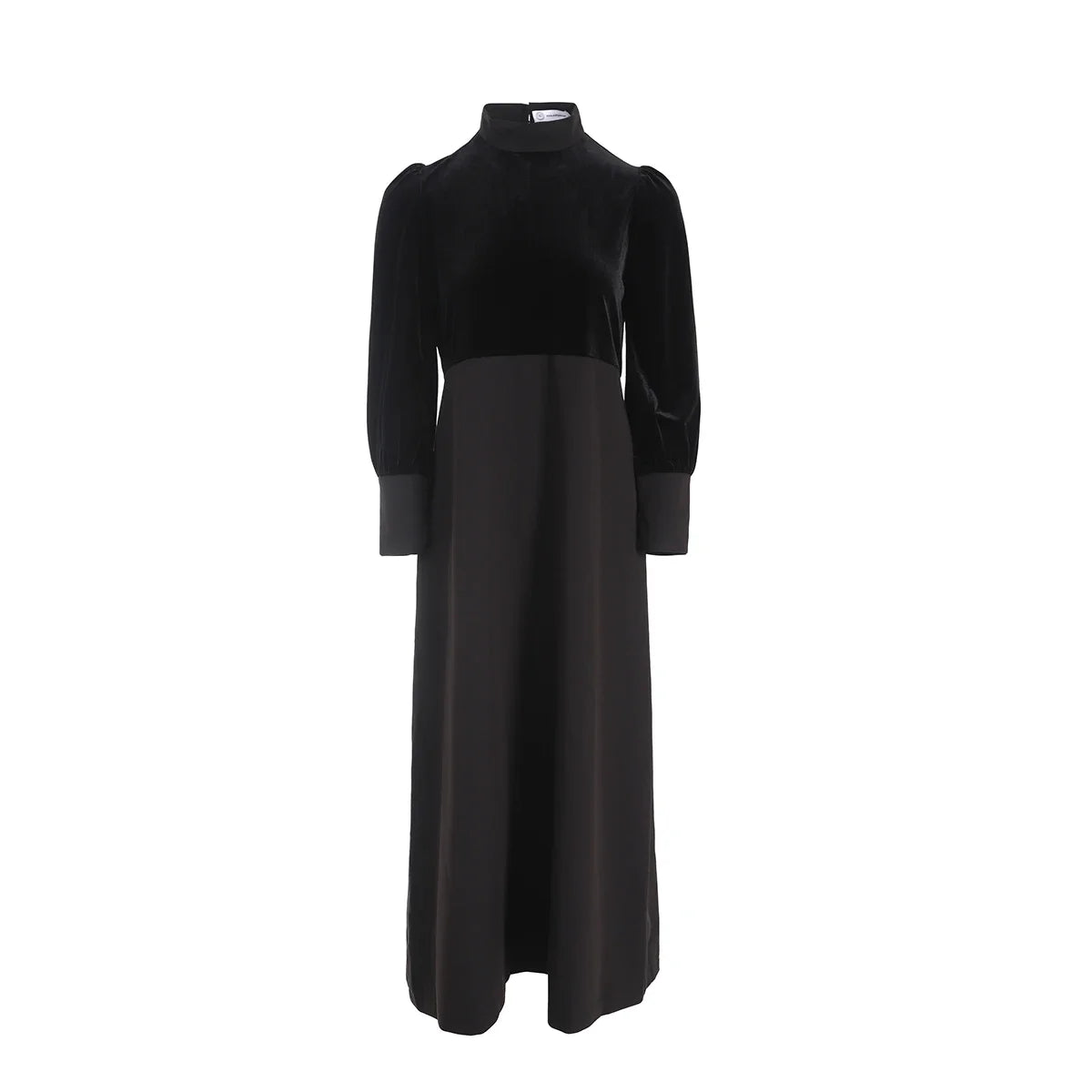 Velvet Patchwork Turtleneck Maxi Dress