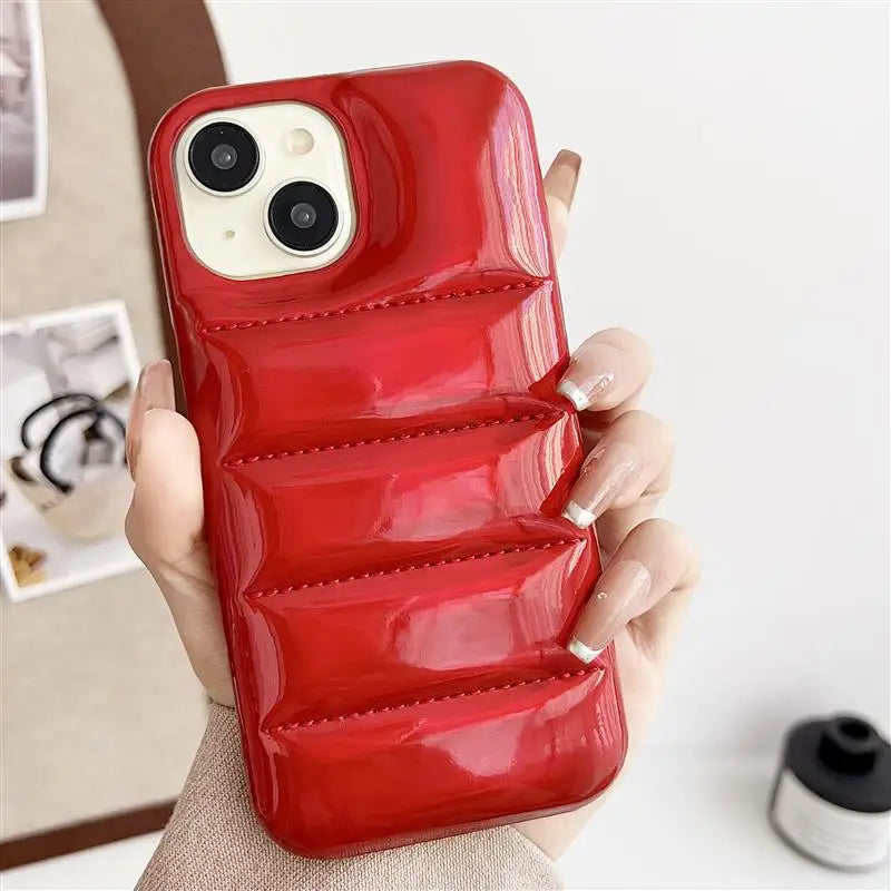Winter Puffer Leather Case for iPhone 17 Pro Max | 17 Pro | 16 Pro Max | 16 Pro | 15 Pro Max | 15 Pro | 14 Pro Max | 14 Pro | 13 Pro Max | 12 Pro Max