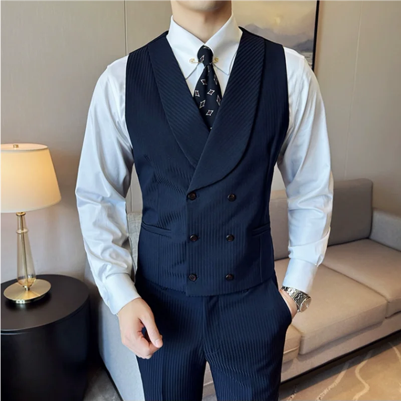 Pants Vest Stripe High Suit