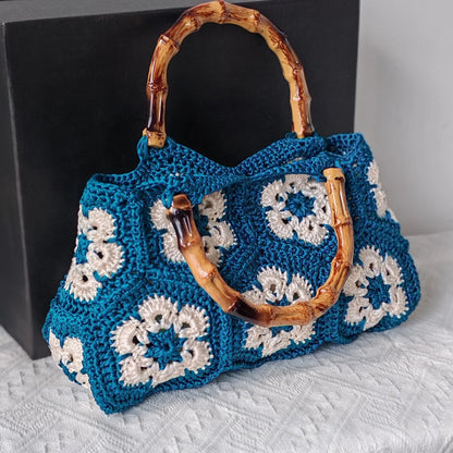 Crochet Bamboo Handle Tote