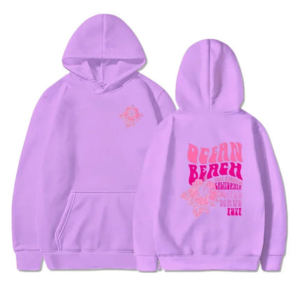 Flower Slogan Pullover Hoodie