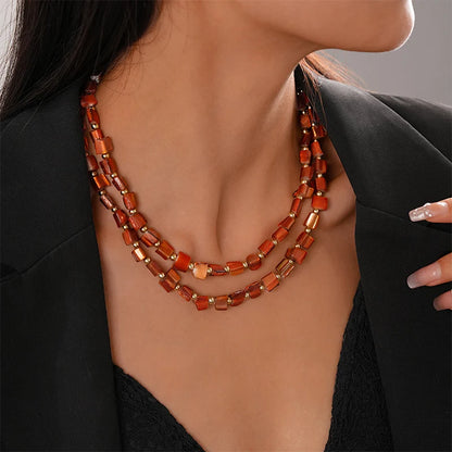 Colorful Geometric Statement Necklace