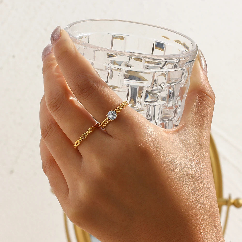 Super Minimalist Braided Twisted Gold Ring
