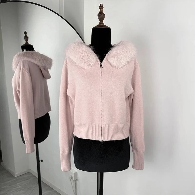 Knit Zip Cardigan Hoodie