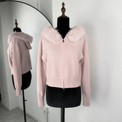 Knit Zip Cardigan Hoodie