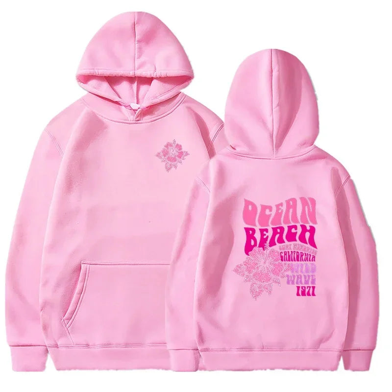 Flower Slogan Pullover Hoodie
