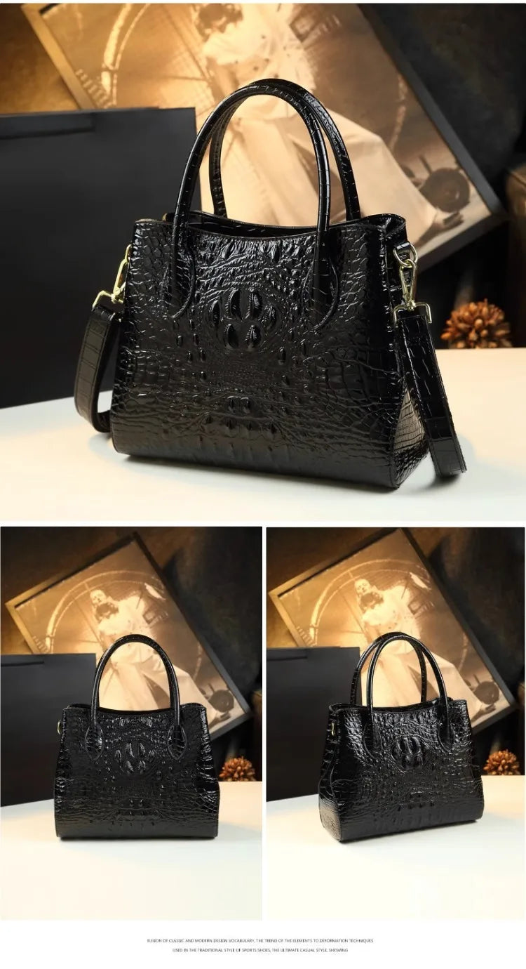 Polyester Zipper Shoulder Bag Crocodile