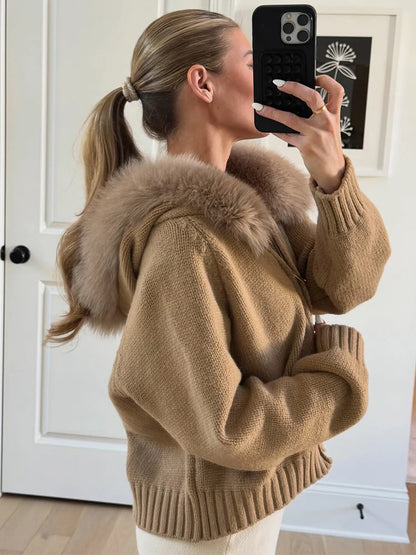 Knit Zip Cardigan Hoodie