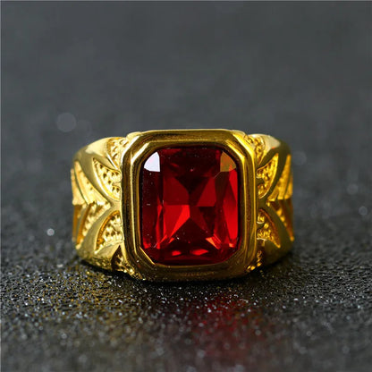 Square Red Zirconia Ring
