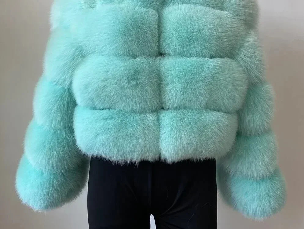 Spliced Faux Fur Short Coat