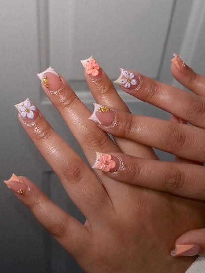 Square Color Press-On Nails