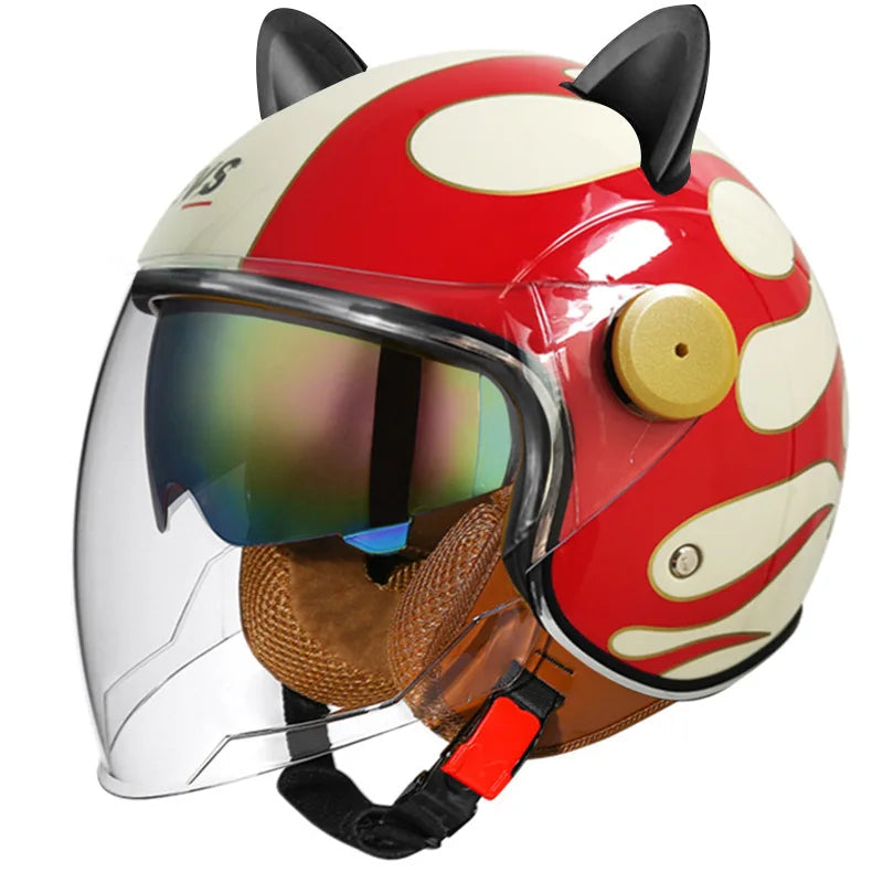 Retro Half-Face Cat-Ear Helmet