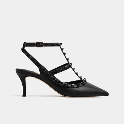 Rivet-Accent Pointed High Heels