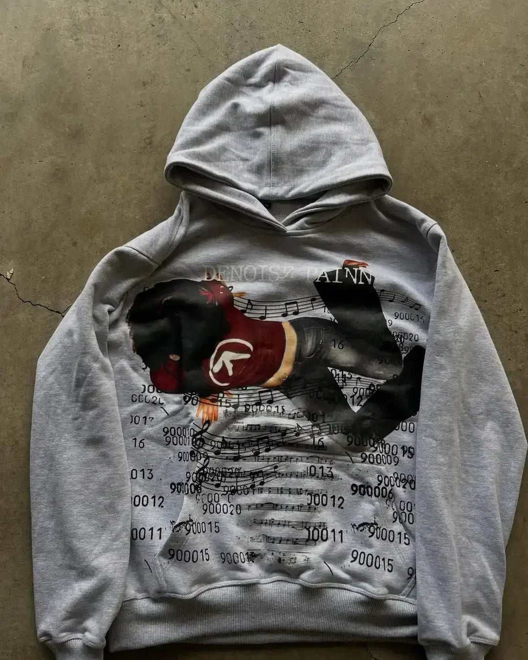 Pink Print Oversized Hoodie