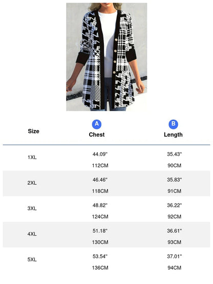 Geometric Print Open-Front Cardigan