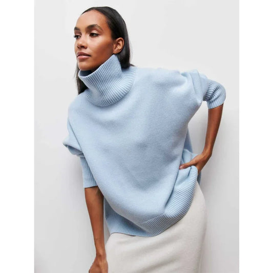 Mock Neck Loose Knit Sweater