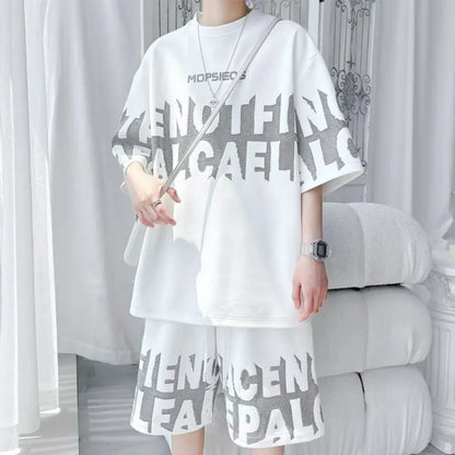Letter Print T-Shirt Shorts Set