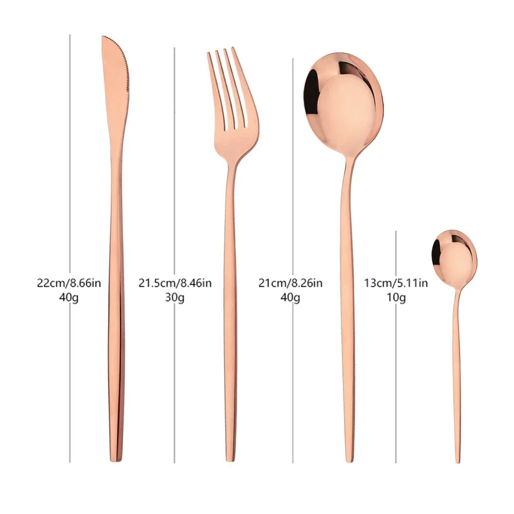 Metal Dinnerware Set Rose Gold
