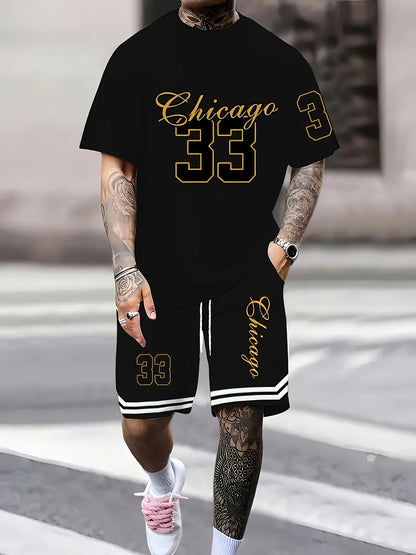 Chicago Print T-Shirt Shorts Set