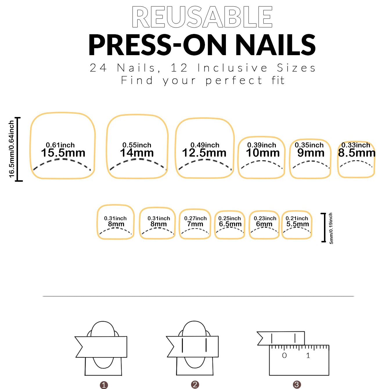 White Press-On Nail Set