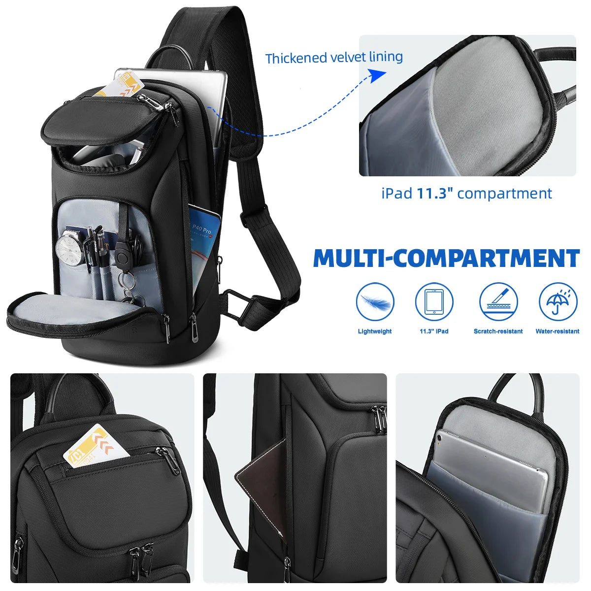 Water-Repellent Oxford Chest Bag