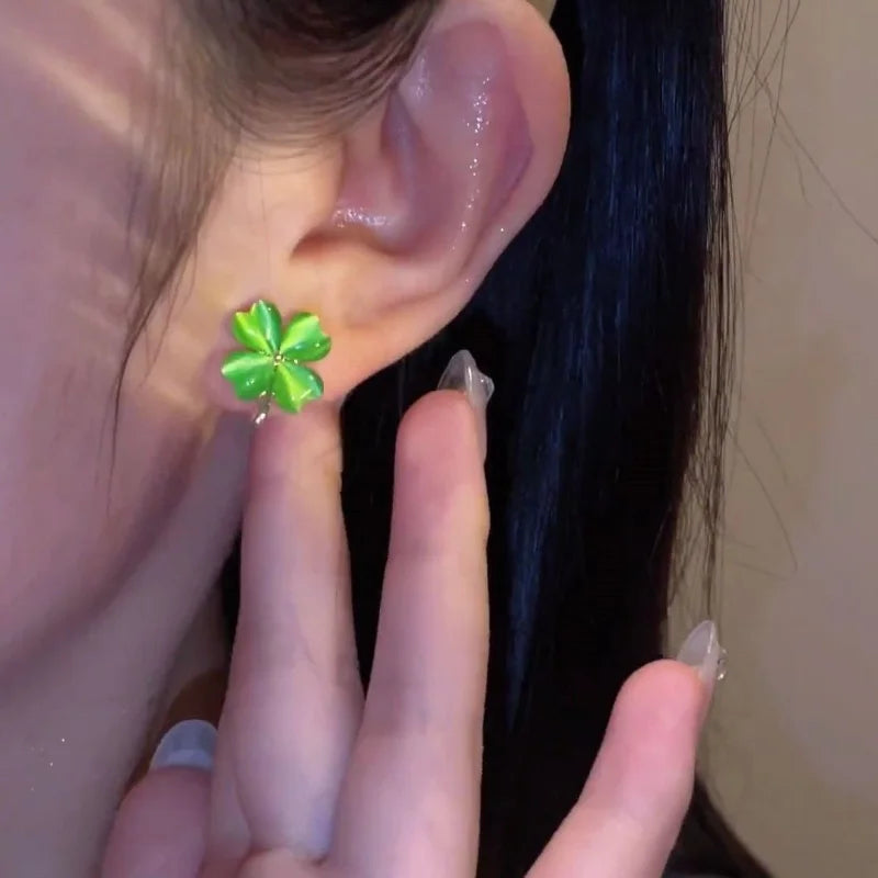 Elegant Clover Opal Earrings