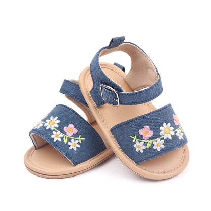 Embroidered Flower Baby Sandals