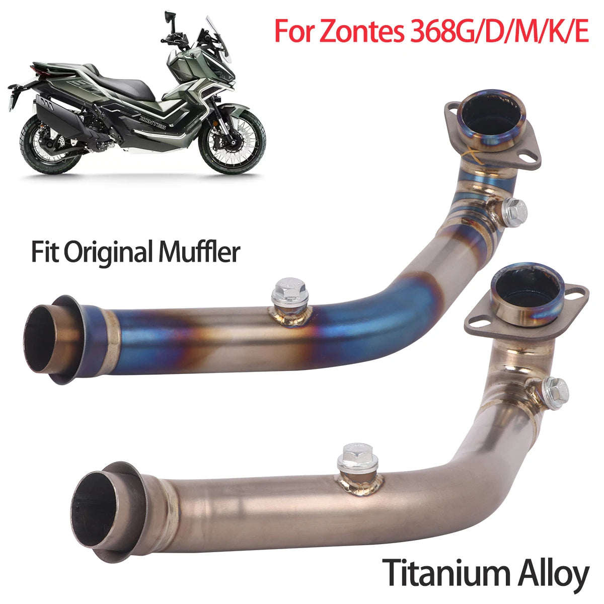Zontes 368 Series Titanium Exhaust Header Link Pipe