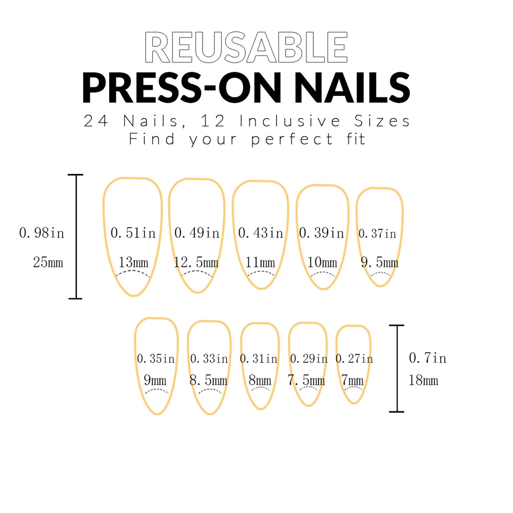 Handmade 3D Almond Press-On Nails