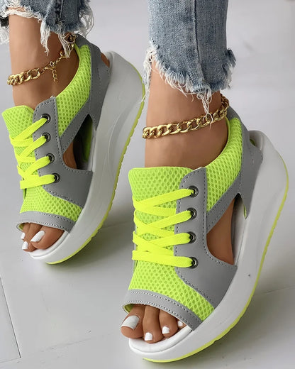 Lace-Up Wedge Sandals