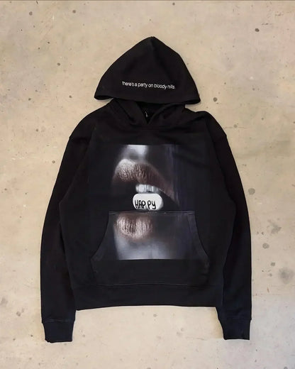 Pink Print Oversized Hoodie