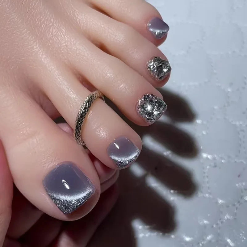 Blue Gloss Toe Nail Set
