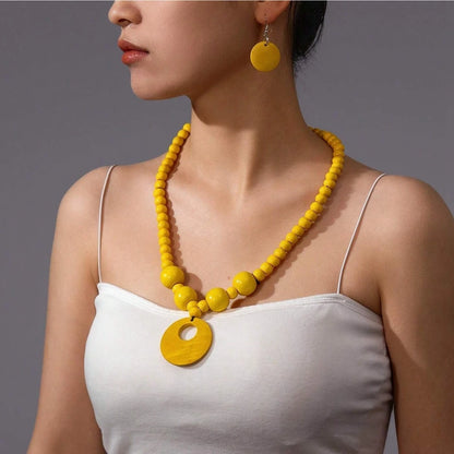 Bohemian Wooden Bead Jewelry Set