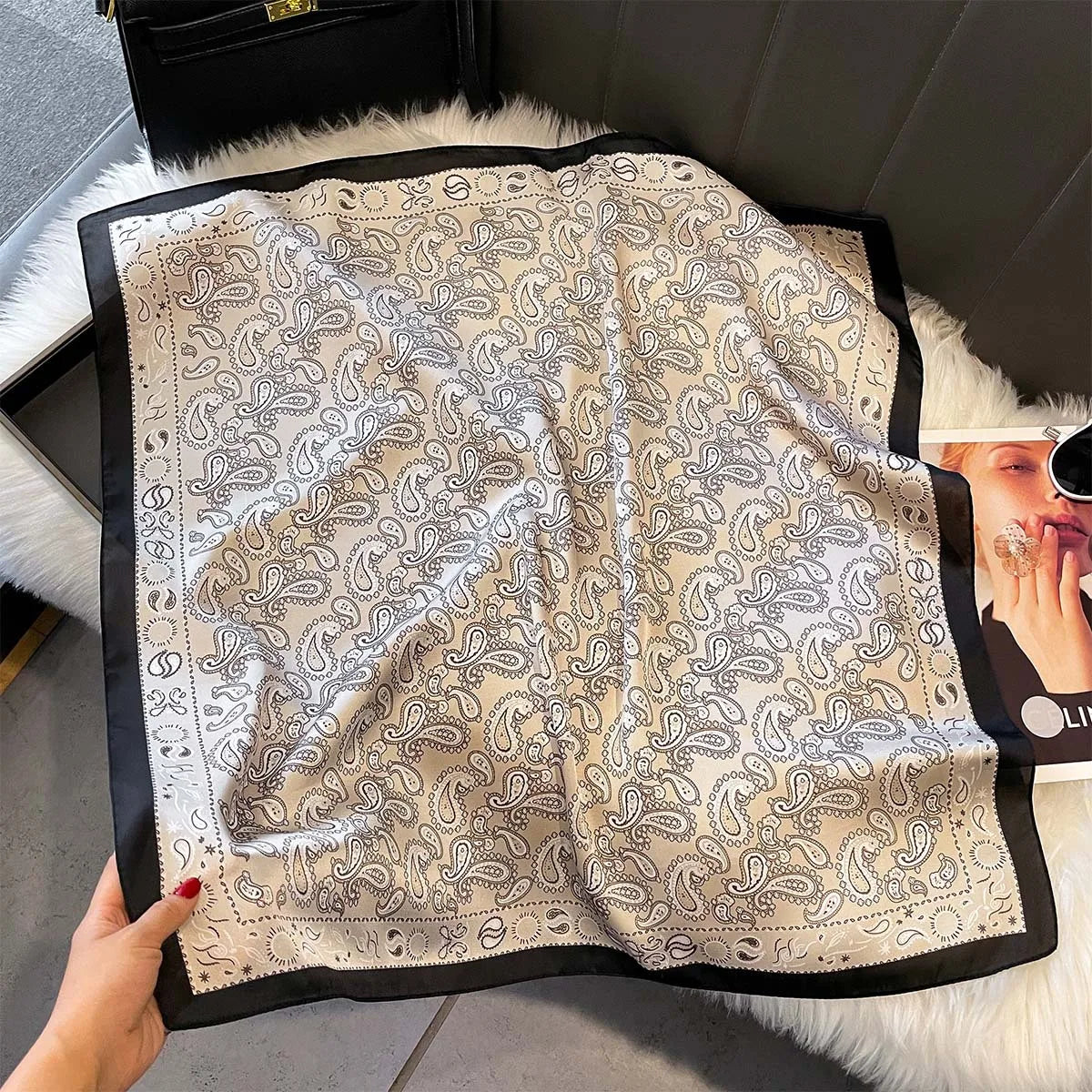 Scarves Shawl Print Satin Scarf