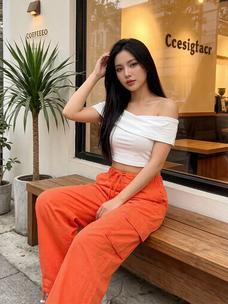 Plus Size Cargo Wide-Leg Pants