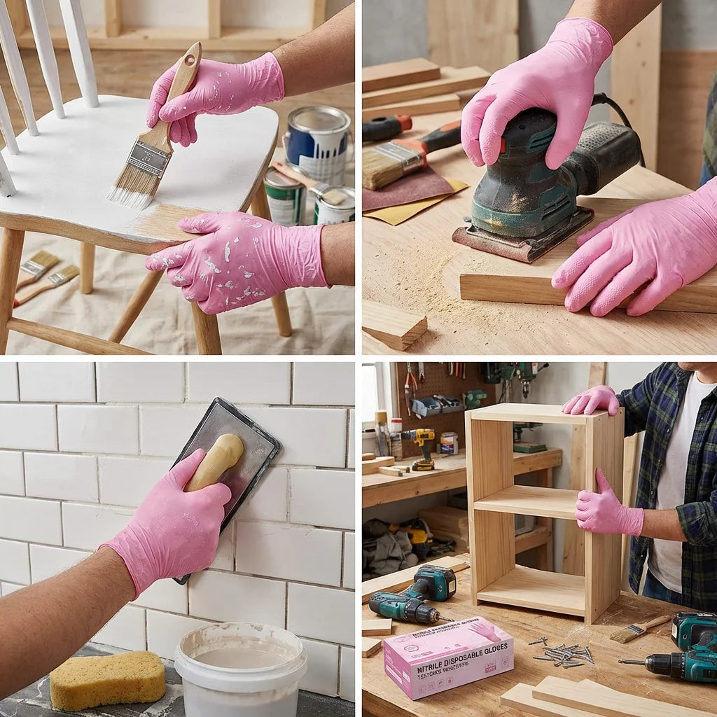 Pink Nitrile Disposable Gloves