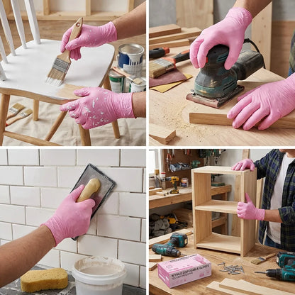 Pink Nitrile Disposable Gloves