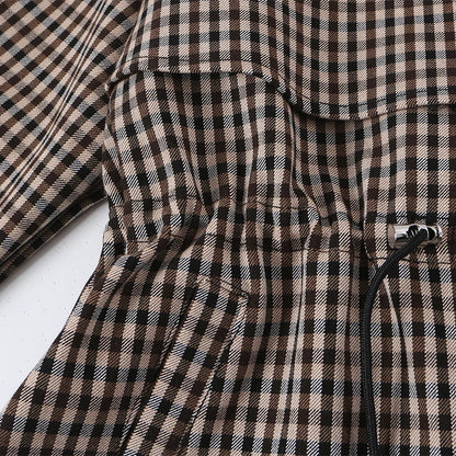 Plaid Drawstring Short Coat