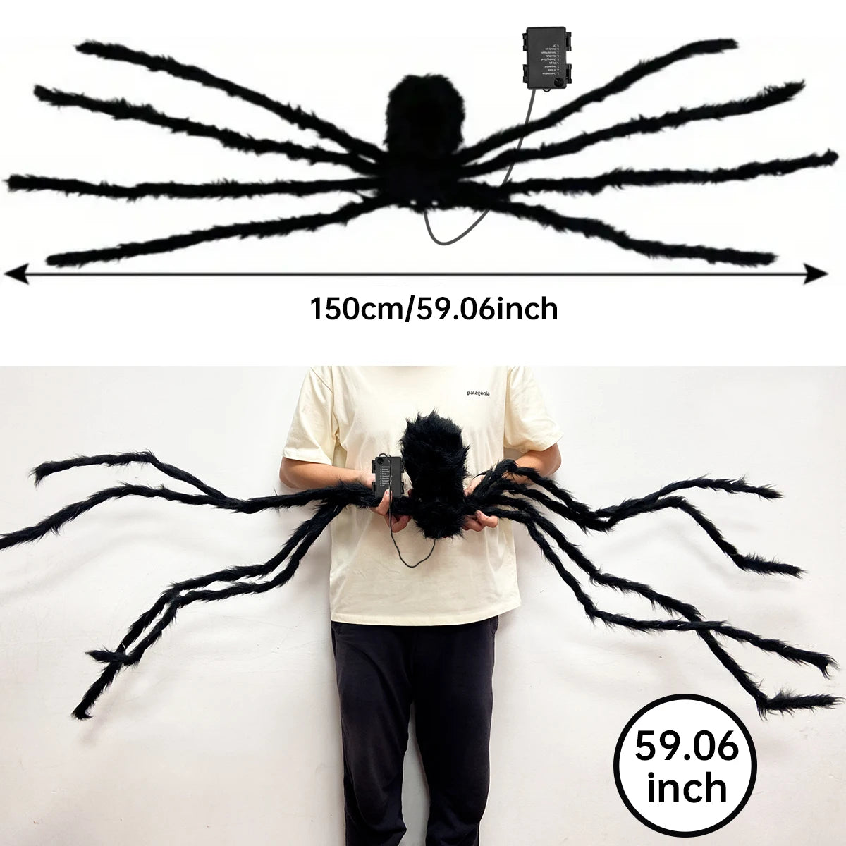 Light-Up Fluffy Spider Decoration