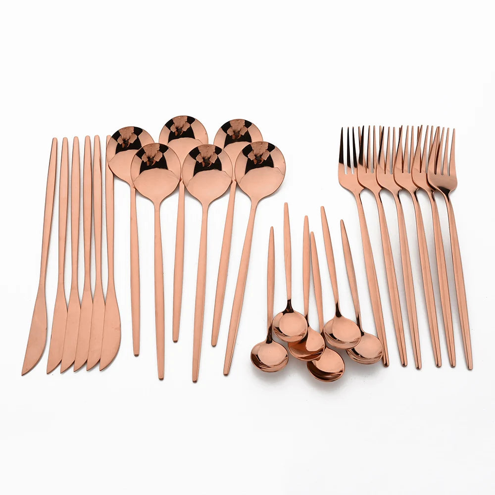 Metal Dinnerware Set Rose Gold