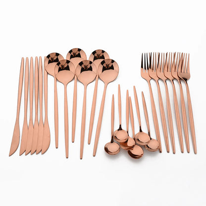 Metal Dinnerware Set Rose Gold