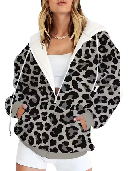 Thin Leopard Zip Hoodie