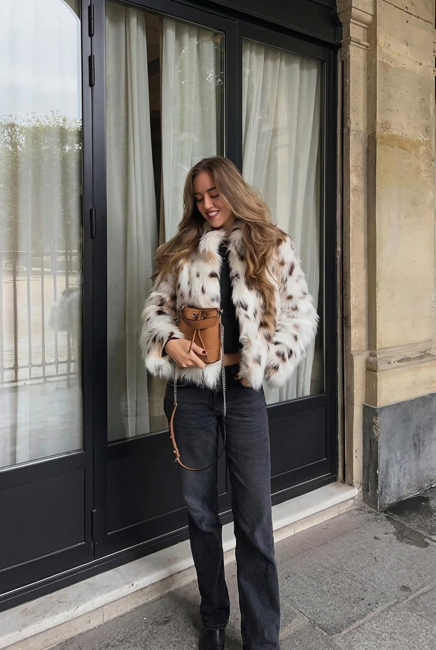 Slim-Fit Faux Fur Coat
