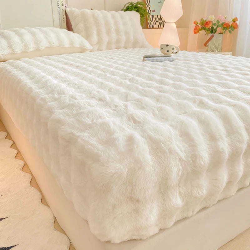 Plush Rabbit Fleece Bed Sheet