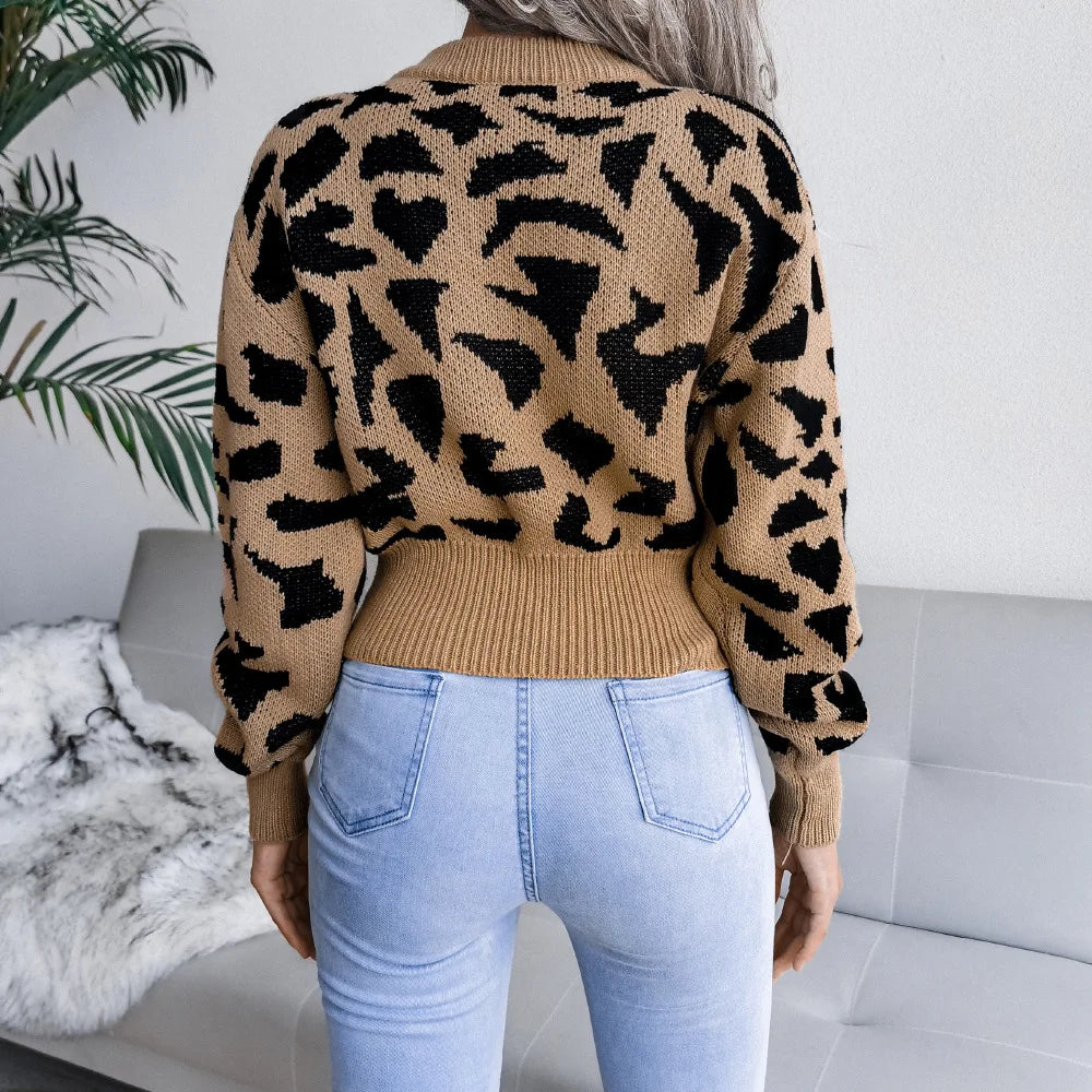 Leopard Print Knit Sweater