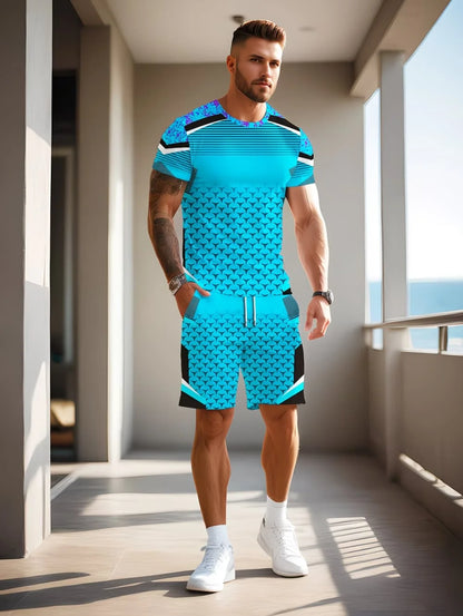 Irregular 3D Print T-Shirt Set