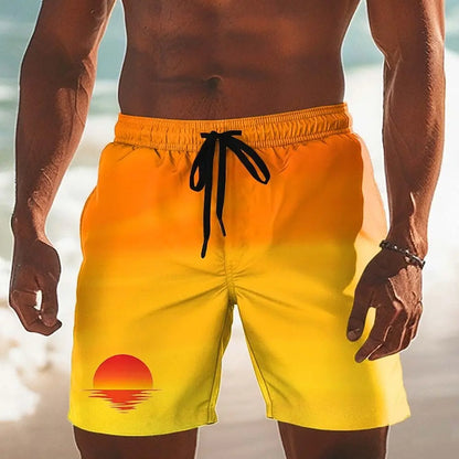 Elastic Print Dual-Wear Beach Shorts