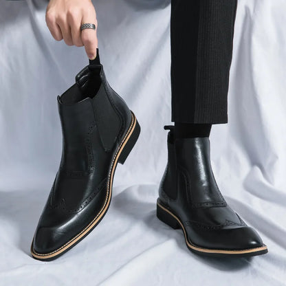 Brogue Leather Chelsea Boots