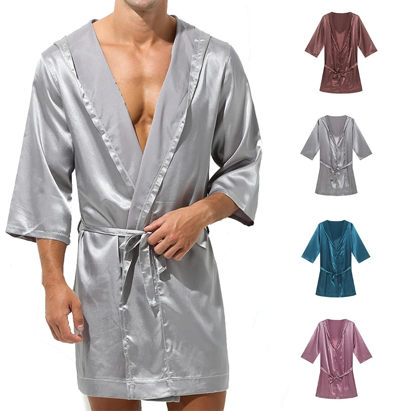 Silk Short-Sleeve Bath Robe