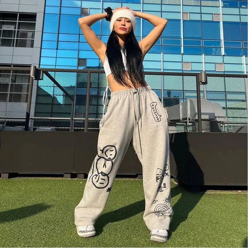 Letter Print Wide-Leg Sweatpants